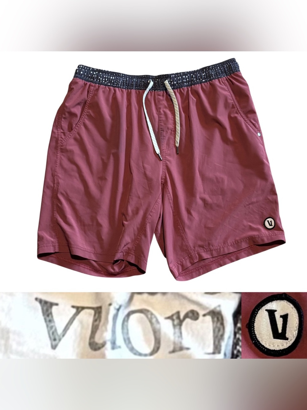 Vuori Kore Shorts Lined 9”L Men’s Size Large In Saltwater Red - Picture 3 of 9